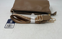 Load image into Gallery viewer, Izod Womens Tan Faux Leather Detachable Strap Zip Top Crossbody Bag With Tag