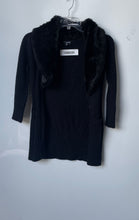 Load image into Gallery viewer, XOXO Womens Black Faux Fur Trim Knitted Open Front Cardigan Sweater Size XS
