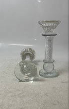 Load image into Gallery viewer, Lot Of 2 Pcs Clear Glass Elegant Glitter Filled Accent Candlestick Holders