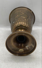 Load image into Gallery viewer, Vintage Brass Indian Embossed Elephant Design Pedestal Goblet Shaped Vase