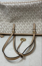 Load image into Gallery viewer, Michael Kors Womens Brown White Signature Print Double Handle Tote Handbag