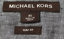 Load image into Gallery viewer, Michael Kors Mens Gray Long Sleeve Collared Slim Fit Button-Up Shirt Size XL