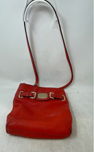 Load image into Gallery viewer, Michael Kors Womens Orange Leather Adjustable Strap Zip Top Lined Crossbody Bag