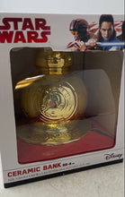 Load image into Gallery viewer, Disney Star Wars Collectibles BB-8 Gold Ceramic 8 Inch Large Piggy Bank With Box