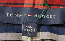 Load image into Gallery viewer, Tommy Hilfiger Mens Red Blue Plaid Long Sleeve Collared Dress Shirt Size Large
