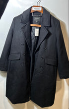 Load image into Gallery viewer, Banana Republic Womens Black Pockets Double-Breasted Overcoat Size L With Tag