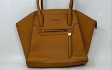 Load image into Gallery viewer, Calvin Klein Womens Brown Leather Double Handles Outer & Inner Pockets Tote Bag
