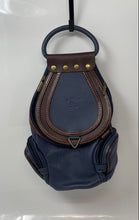 Load image into Gallery viewer, Il Giglio Womens Brown Navy Genuine Leather Top Handle Bucket Bag