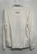 Load image into Gallery viewer, Karl Lagerfeld Womens White Bonjour Paris Graphic Print Pullover Sweater Size M