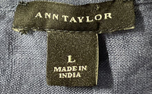 Load image into Gallery viewer, Ann Taylor Womens Blue Eyelet Short Sleeve Pullover Blouse Top Size Large