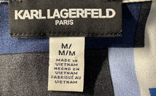 Load image into Gallery viewer, Karl Lagerfeld Womens Blue Printed 3/4 Sleeve Collared Button-Up Shirt Size M