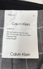 Load image into Gallery viewer, Calvin Klein Womens Gray Plaid Slim Fit Tapered Leg Dress Pants Sz 12 With Tags