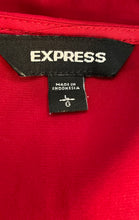 Load image into Gallery viewer, Express Womens Red Short Sleeve V-Neck Front Zip Blouse Top Size Large