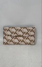Load image into Gallery viewer, Aldo Womens Brown Beige Monogram Print Detachable Chain Strap Trifold Wallet
