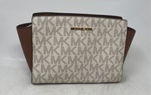 Load image into Gallery viewer, Michael Kors Womens Beige Brown Signature Adjustable Strap Crossbody Handbag