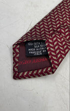Load image into Gallery viewer, Giorgio Armani Mens Red Beige Geometric Silk Keeper Loop Adjustable Pointed Tie