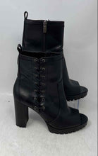 Load image into Gallery viewer, Vince Camuto Womens Black Leather Peep Toe Block Heel Ankle Booties Size 8M