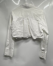 Load image into Gallery viewer, Zara Womens White Cotton Long Sleeve Regular Fit Cropped Button-Up Shirt Size S