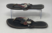 Load image into Gallery viewer, Afro Styles Kenya Womens Black Beaded Slip-On Flip Flop Sandals Size EUR 39
