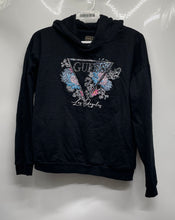 Load image into Gallery viewer, Guess Girls Black Graphic Print Long Sleeve Studded Logo Pullover Hoodie Size 16