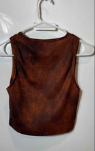 Load image into Gallery viewer, Zara Womens Brown Tie Dye Ribbed Knit Sleeveless Crew Neck Cropped Top Size S