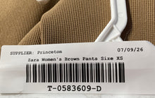 Load image into Gallery viewer, Zara Womens Brown Elastic Waist Front Split Ribbed Compression Leggings Size XS
