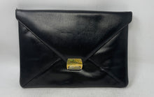 Load image into Gallery viewer, Viki Original Womens Black Leather Inner Pockets Envelope Clutch Bag