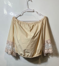 Load image into Gallery viewer, Express Womens Beige 3/4 Sleeve Off The Shoulder Pullover Cropped Blouse Top M