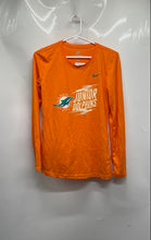Load image into Gallery viewer, Nike Boys Orange Miami Junior Dolphins Pullover Football NFL T-Shirt Size L
