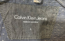 Load image into Gallery viewer, Calvin Klein Jeans Mens Blue Printed Cotton Short Sleeve Button-Up Shirt Size L