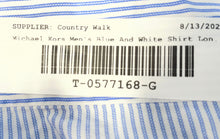Load image into Gallery viewer, Michael Kors Mens Blue White Striped Long Sleeve Dress Shirt Size 14.5 32/33