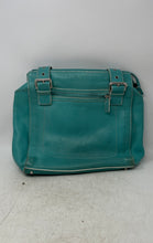 Load image into Gallery viewer, Fossil Womens Aqua Green Leather Bottom Studs Double Handle Shoulder Bag
