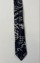 Load image into Gallery viewer, Brittany Bay Mens Black White Abstract Print Keeper Loop Adjustable Pointed Tie
