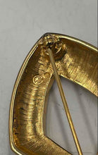 Load image into Gallery viewer, Authentic Swarovski Women's Gold-Tone Black Brooch With Crystal Accents