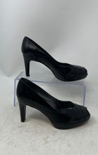 Load image into Gallery viewer, Stuart Weitzman Womens Black Leather Slip-On High Block Pump Heels Size 35