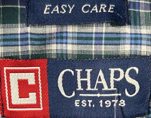Load image into Gallery viewer, Chaps Mens Green Blue Plaid Long Sleeve Easy Care Button-Up Shirt Size Medium