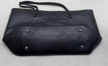 Load image into Gallery viewer, Nine West Womens Black Leather Double Handle Inner Pocket Zip Top Lined Tote Bag