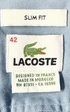 Load image into Gallery viewer, Lacoste Mens Blue Colorblock Cotton Slim Fit Long Sleeve Dress Shirt Size 42