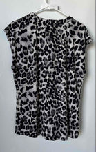 Load image into Gallery viewer, Anne Klein Womens Black White Leopard Print Short Cap Sleeve Blouse Top Size L