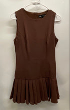 Load image into Gallery viewer, Zara Womens Brown Pleated Sleeveless Back Zipper Short Mini Dress Size Medium