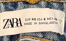 Load image into Gallery viewer, Zara Womens Light Blue Denim Medium Wash Distressed Straight-Leg Jeans Size 8