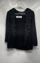 Load image into Gallery viewer, Alfani Womens Black Knitted 3/4 Sleeve Ruffle Open Front Cardigan Sweater Size L