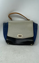 Load image into Gallery viewer, Prune Womens Black Gray Blue Inner Pockets Bottom Studs Top Handle Handbag