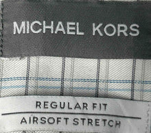 Load image into Gallery viewer, Michael Kors Mens White Plaid Airsoft Stretch Regular Fit Dress Shirt Size L 16