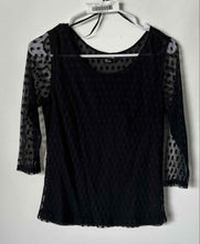 Load image into Gallery viewer, Forever 21 Womens Black Swiss Dot Mesh 3/4 Sleeve Blouse Top Size Small