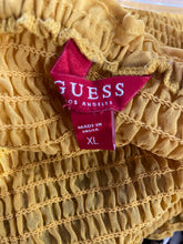 Load image into Gallery viewer, Guess Womens Yellow Off-The-Shoulder Smocked Cropped Blouse Top Size XL