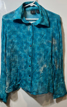 Load image into Gallery viewer, INC International Concepts Womens Blue Animal Print Button-Up Shirt Size 12