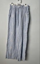 Load image into Gallery viewer, Terzo Millennio Womens Blue Embroidered Wide-Leg Trouser Pants Size Medium