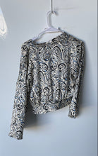 Load image into Gallery viewer, Zara Womens Beige Multicolor Paisley Print Long Sleeve Blouse Top Size Small