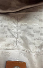 Load image into Gallery viewer, Michael Kors Womens Ivory Brown Monogram Leather Double Handle Tote Bag